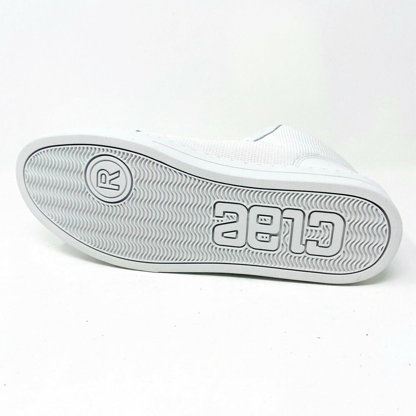 Clae Russell 07 White Tumbled Leather Mesh Mens Casual Sneakers