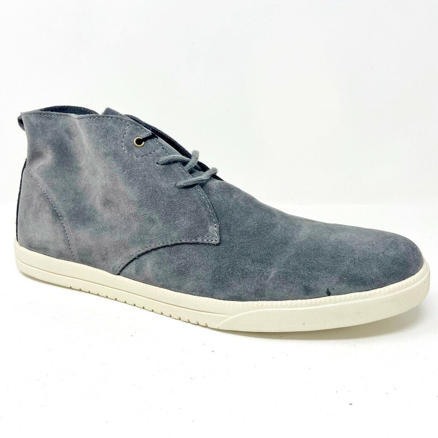 Clae Strayhorn Unlined Charcoal Suede Cream Gray Mens Casual Sneakers
