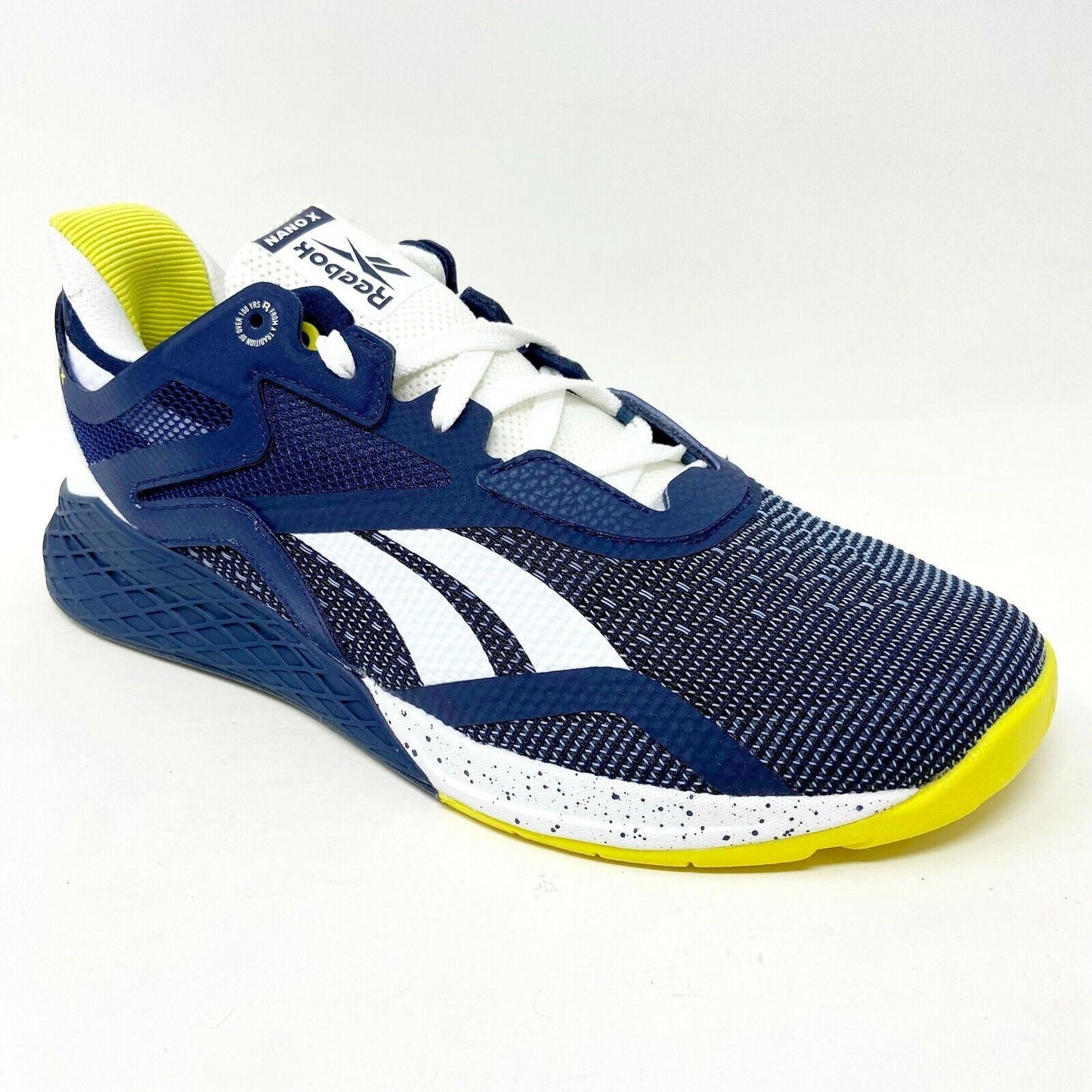 Reebok Nano X Vector Navy White Chartreuse Mens Cross Training Sneakers FW8473
