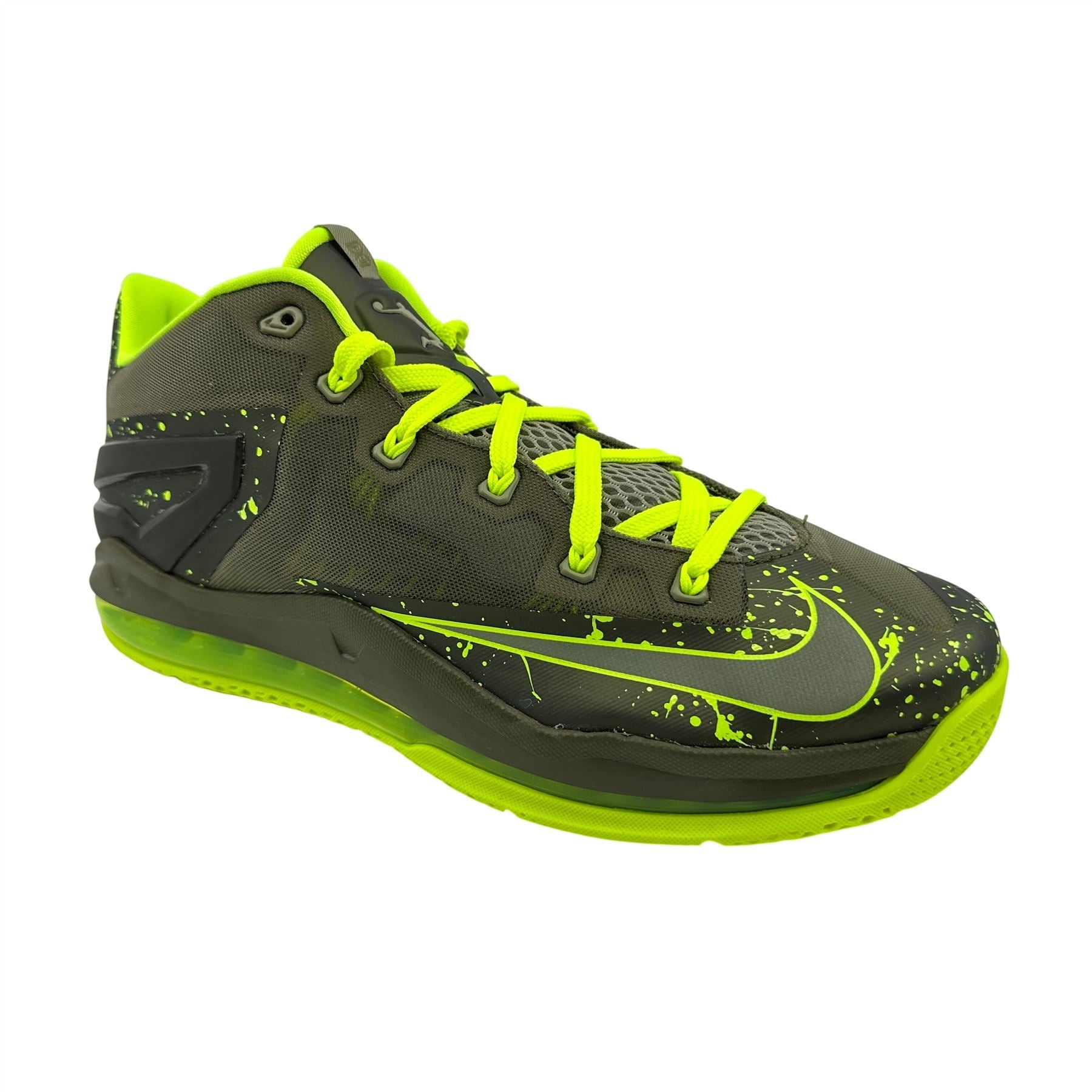 Nike Max Lebron XI Low Medium Khaki Volt Olive Mens Athletic Dunkman Sneaker