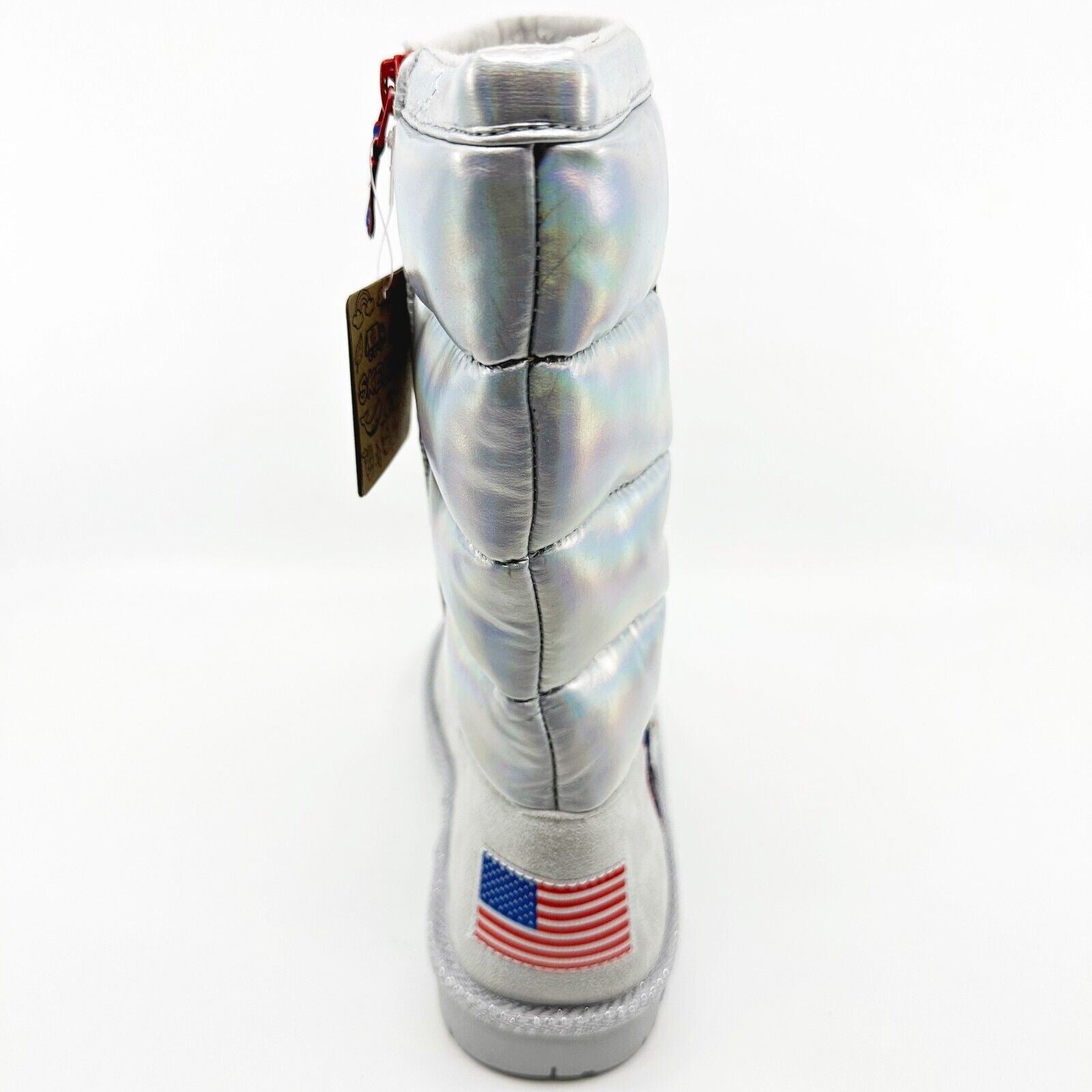Skechers Glamslams Star Explorer Gray Kids Girls Size 4 NASA Space Tall Boots