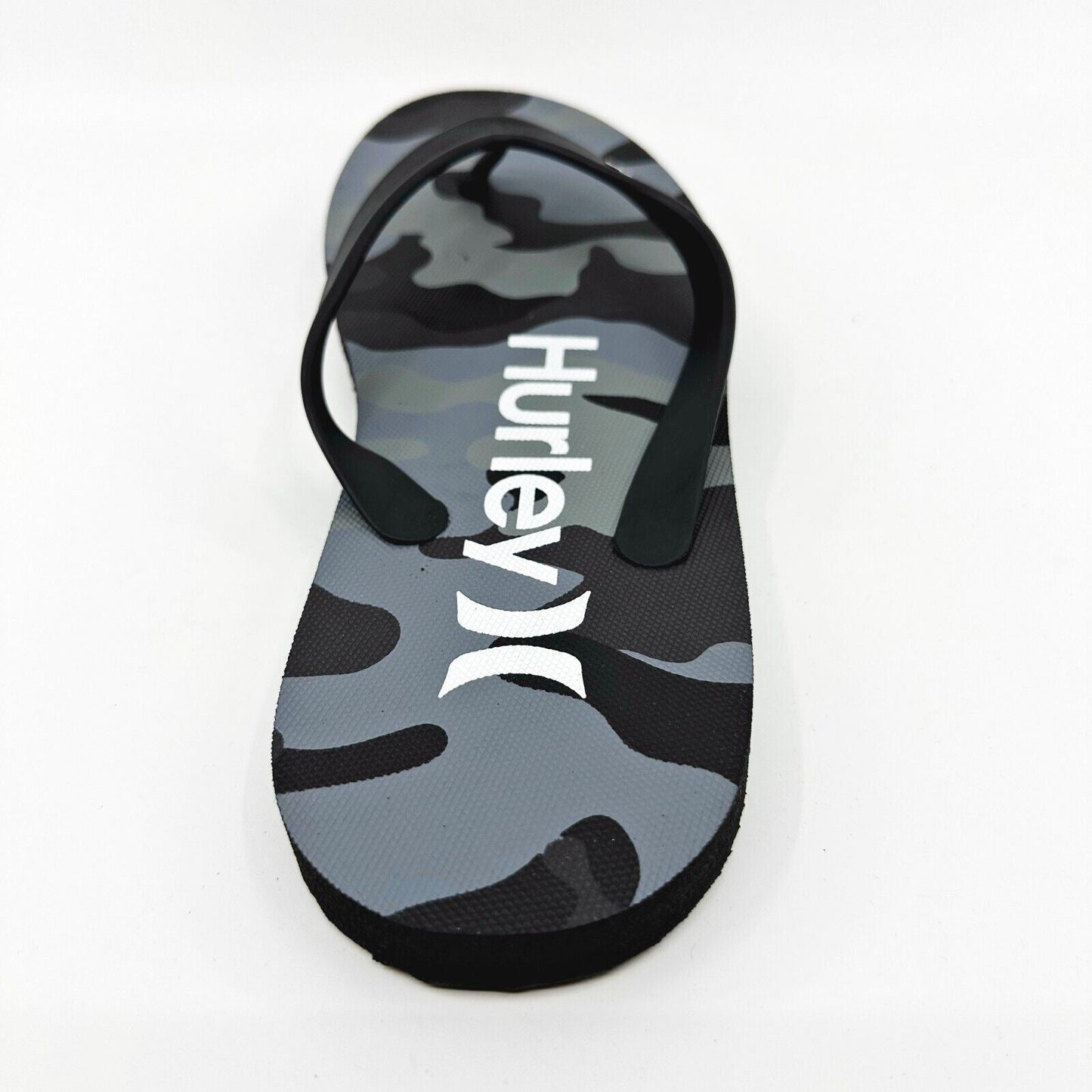 Hurley Mens Black Gray Camo Logo Flip Flop Pool Beach Sandals
