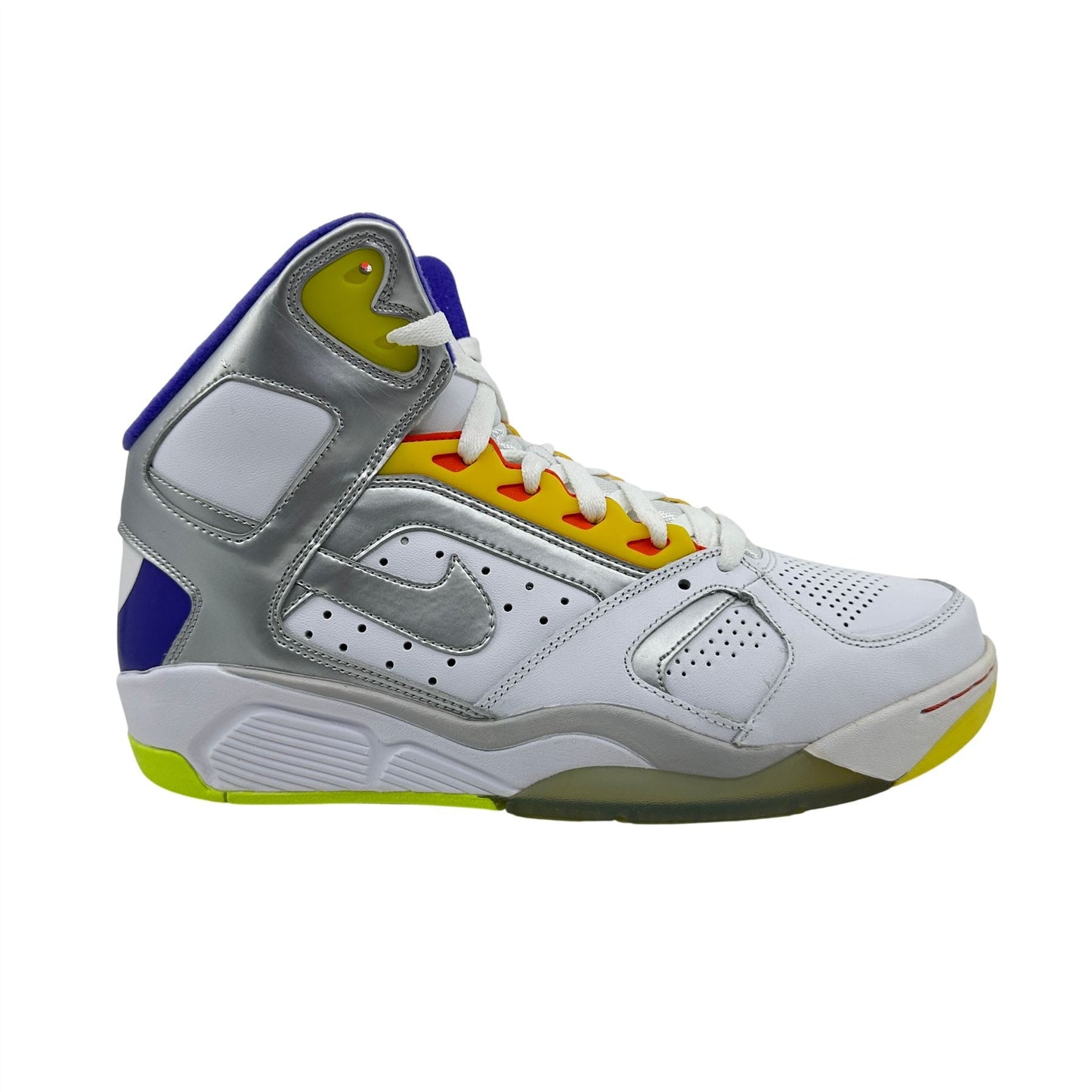 Nike Air Flight Lite High White Metallic Silver Grape Mens Athletic Sneaker