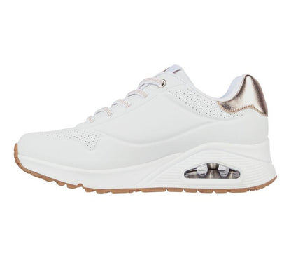 Women's Wide Fit Skechers 155196 Uno Shimmer Away Trainers
