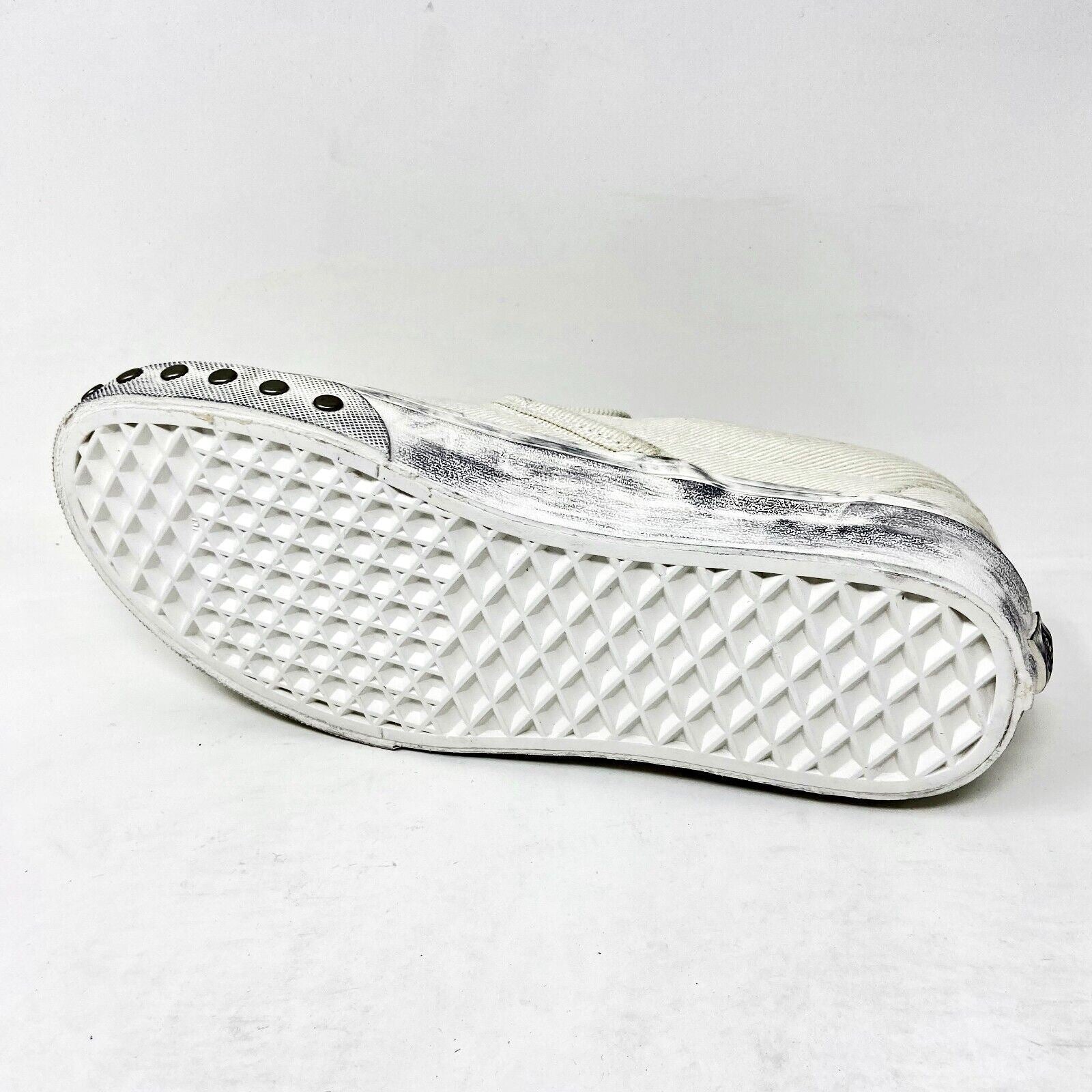 Vans Classic Slip On (Overwashed) White Womens Studded Casual Shoes
