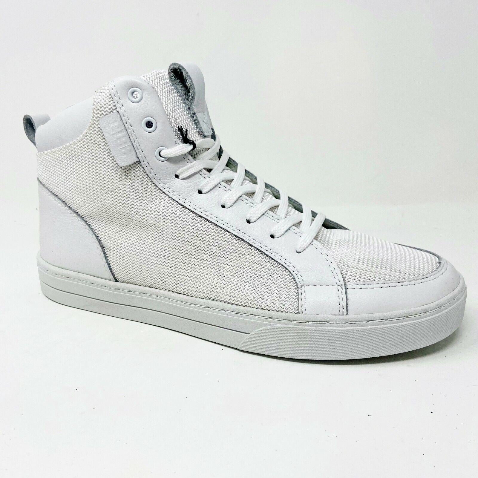 Clae Russell 07 White Tumbled Leather Mesh Mens Casual Sneakers
