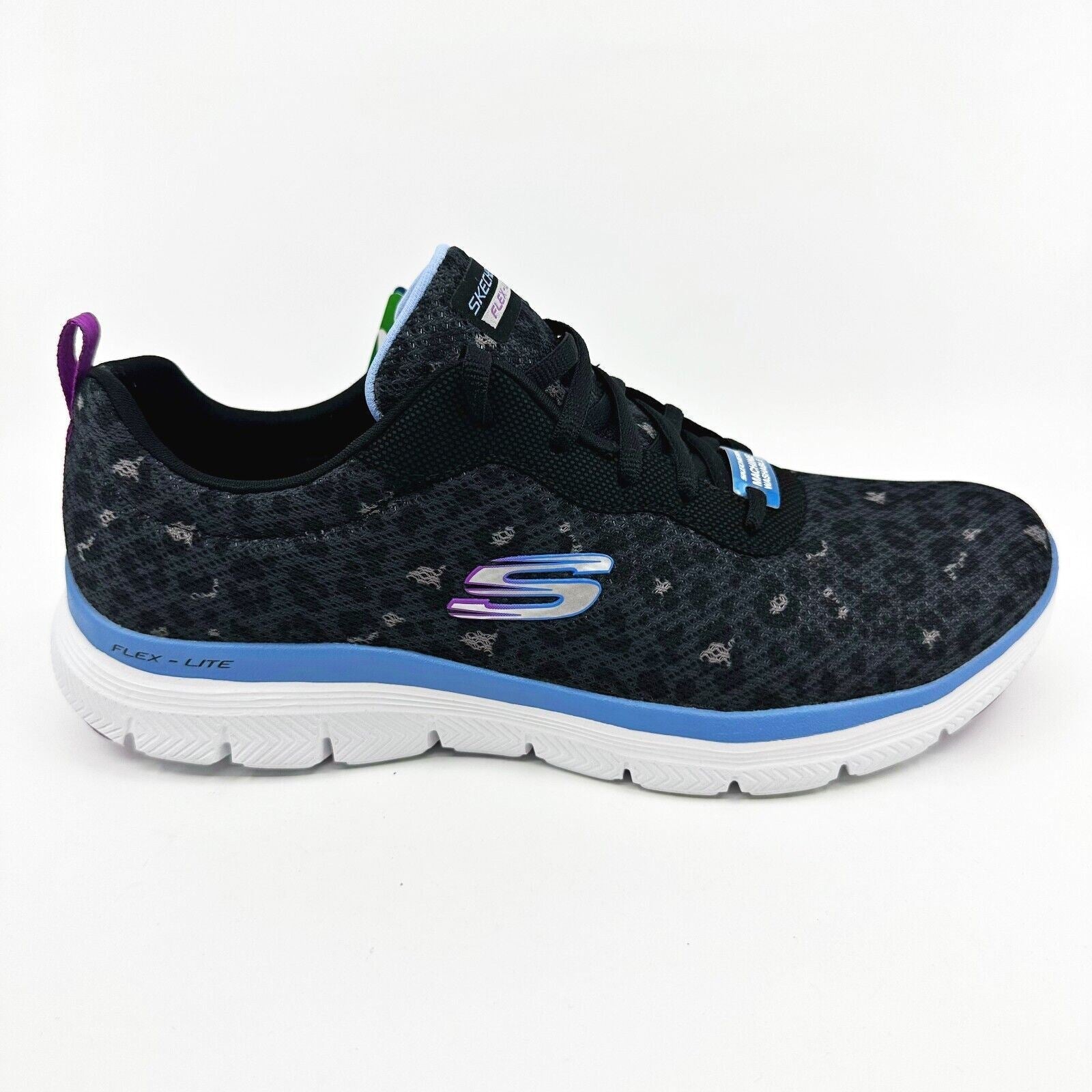 Skechers Flex Appeal 4.0 Rich Flair Black Blue Womens Size 10 Athletic Shoes