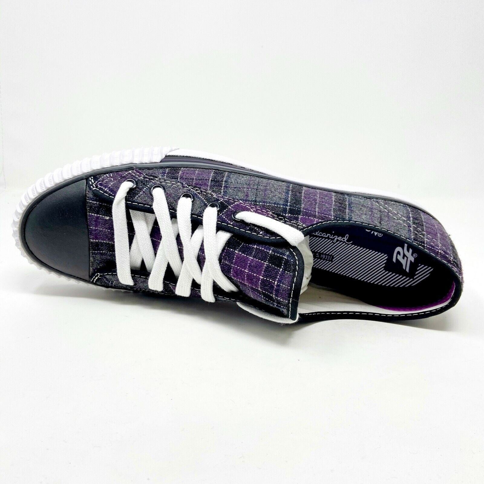 PF Flyer Center Lo Reiss Gray Purple Mens Retro Casual Sneakers PM11CL4A