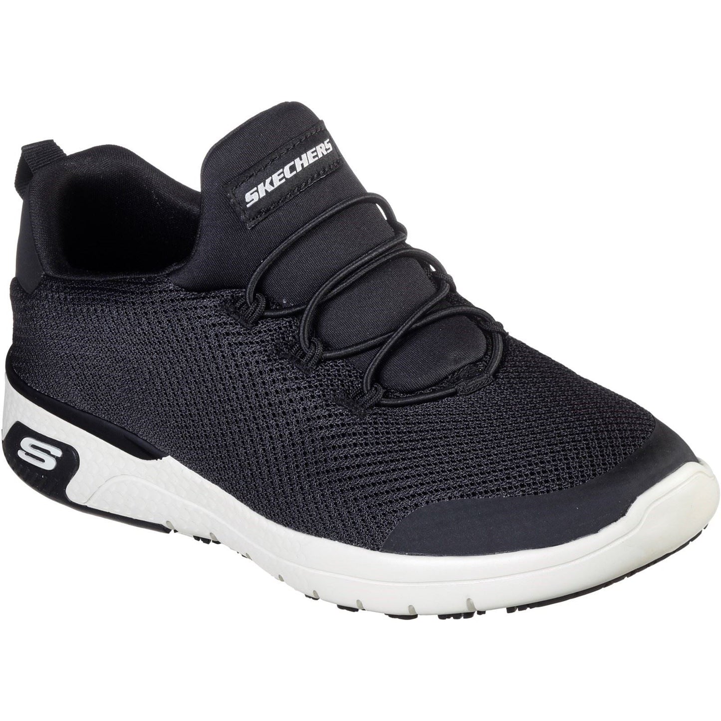 Women's Wide Fit Skechers 77281EC Marsing Waiola SR Safety Trainers - Black/White