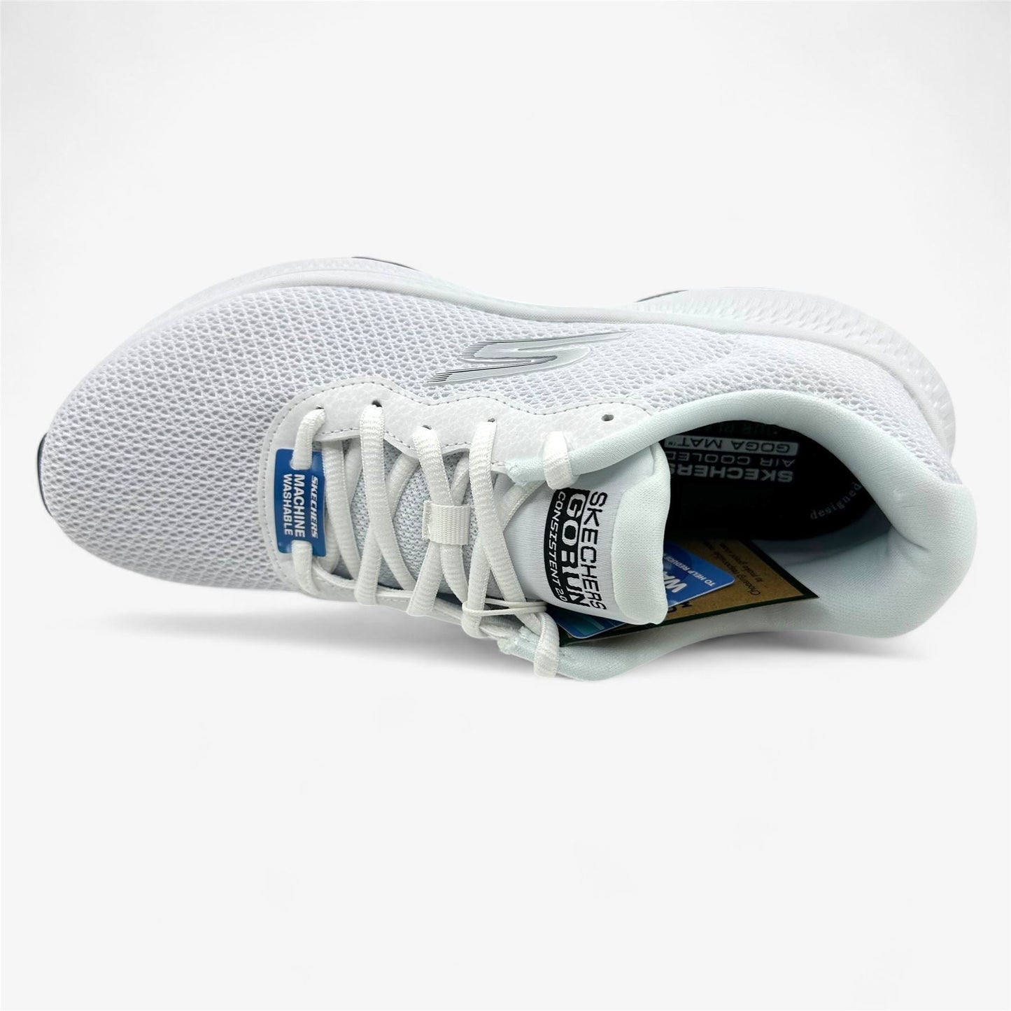 Skechers Go Run Consistent 2.0 Engaged White Black Womens Athletic Sneaker