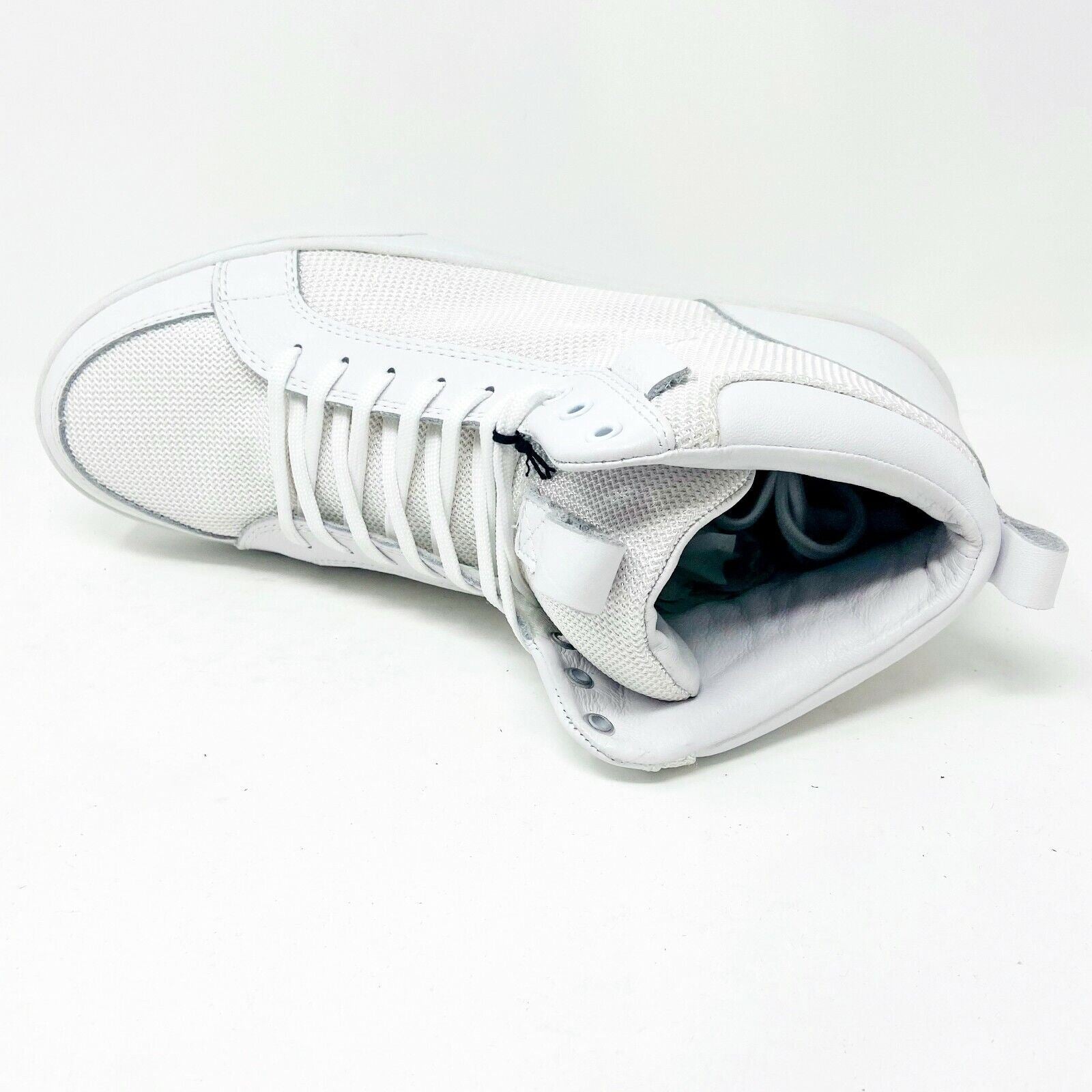 Clae Russell 07 White Tumbled Leather Mesh Mens Casual Sneakers