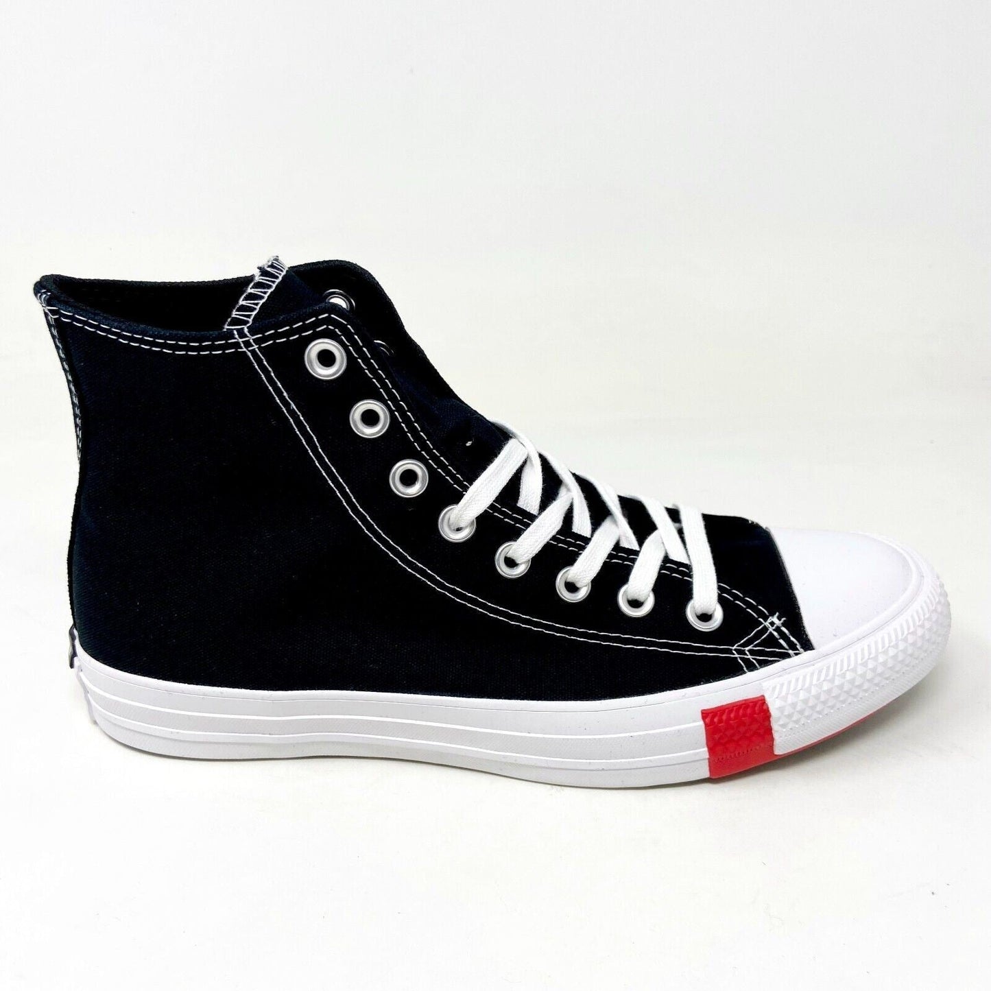 Converse CTAS Hi Logo Play Black University Red Womens Sneakers 166734C
