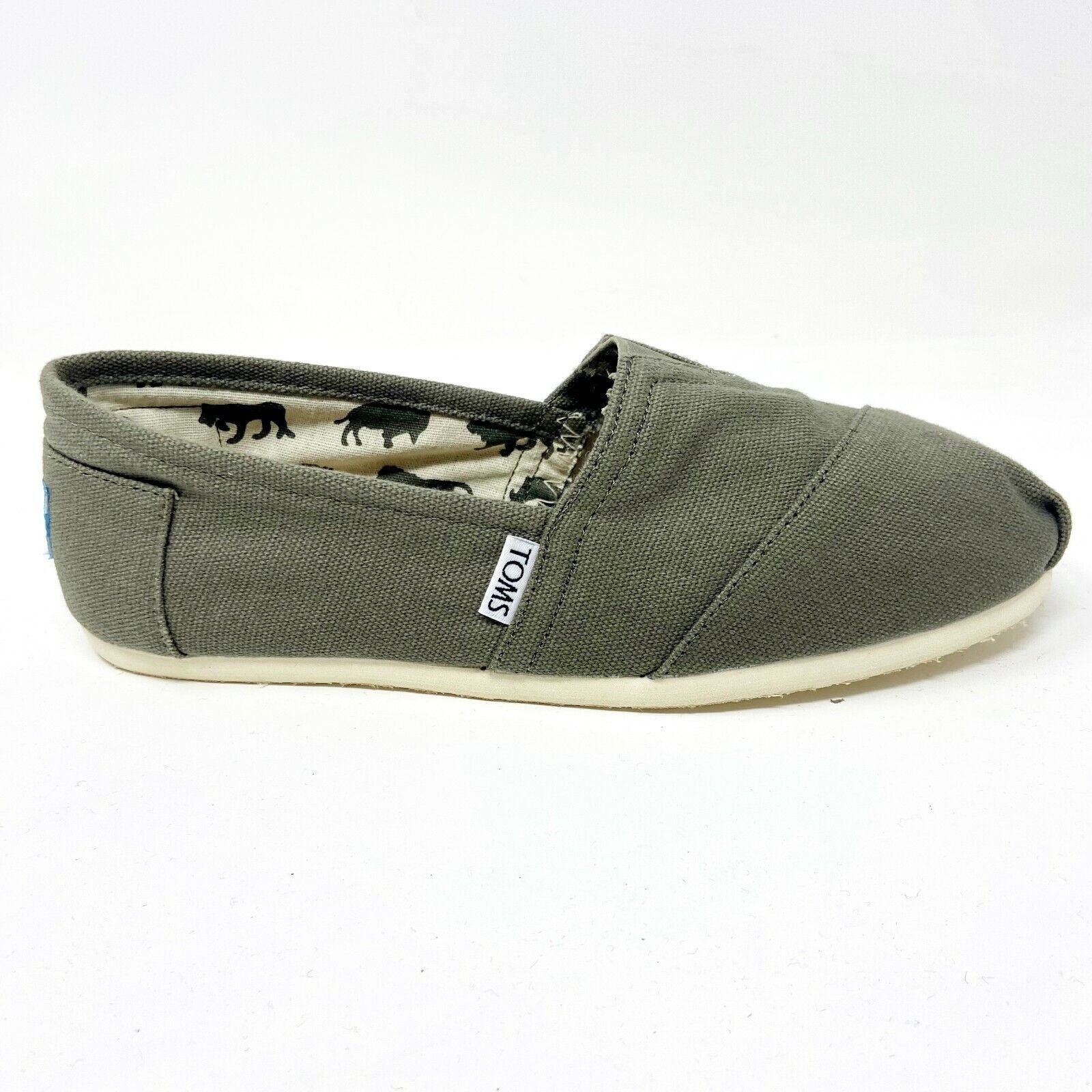 Toms Classics Olive Canvas Womens Size 5 Slip On Casual Canvas Flat Shoes