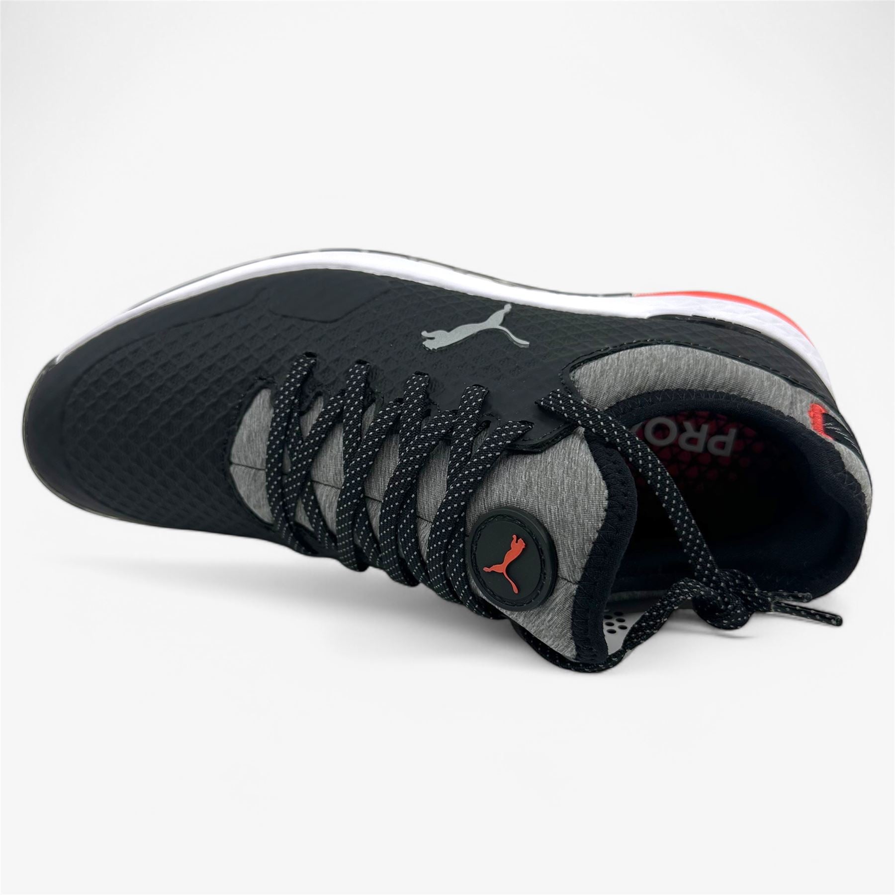 PUMA Proadapt Alphacat Black Silver Hot Coral Womens Waterproof Golf Shoes