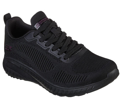 Women's Wide Fit Skechers 117209 Bobs Squad Chaos Face Off Vegan Trainers