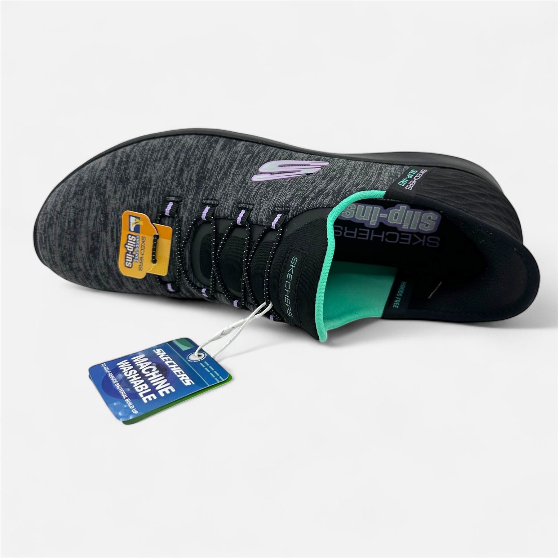 Skechers Summits Dazzling Haze Black Turquoise Womens Slip Ins Sneaker