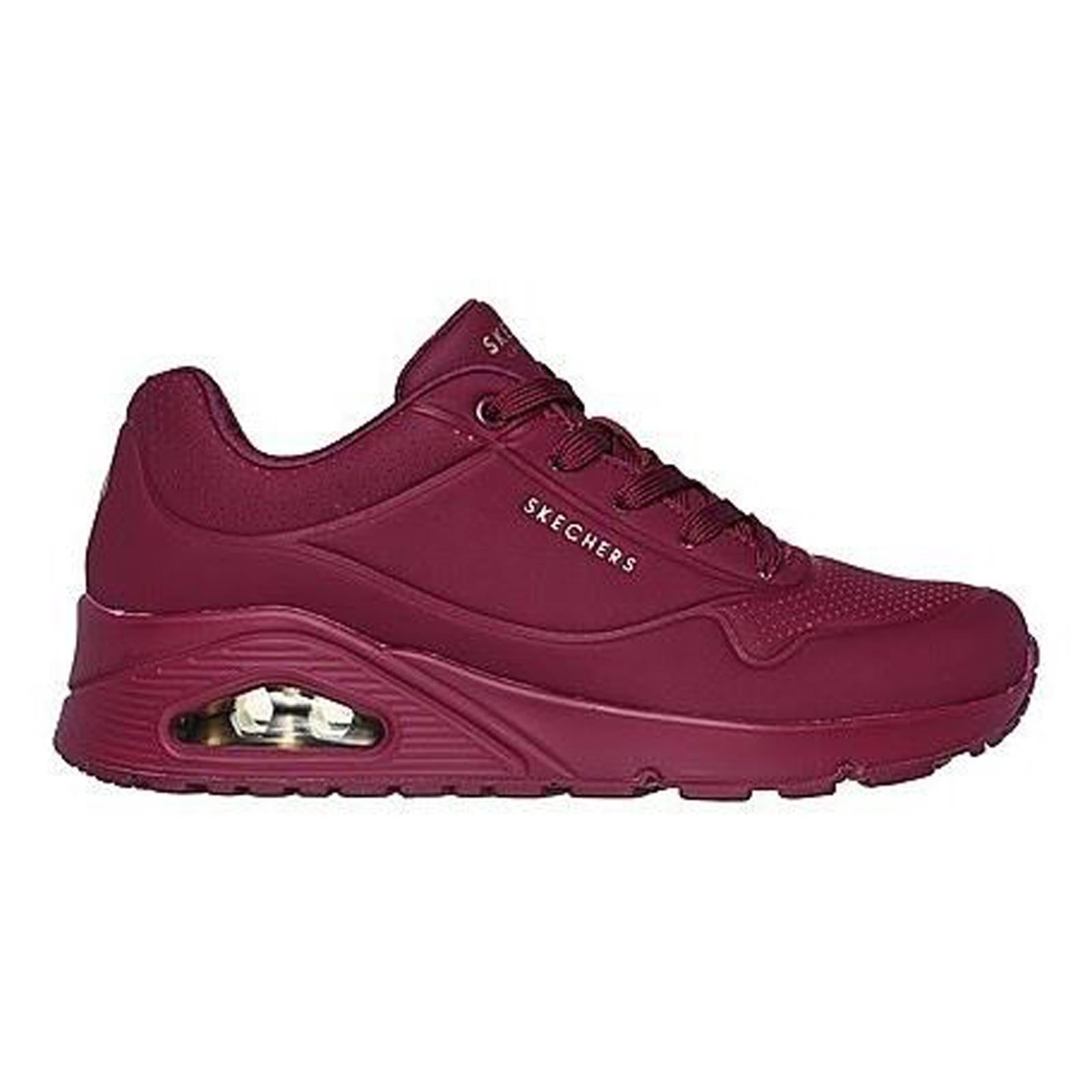 Women's Wide Fit Skechers 73690 Uno Stand On Air Sports Trainers - Plum
